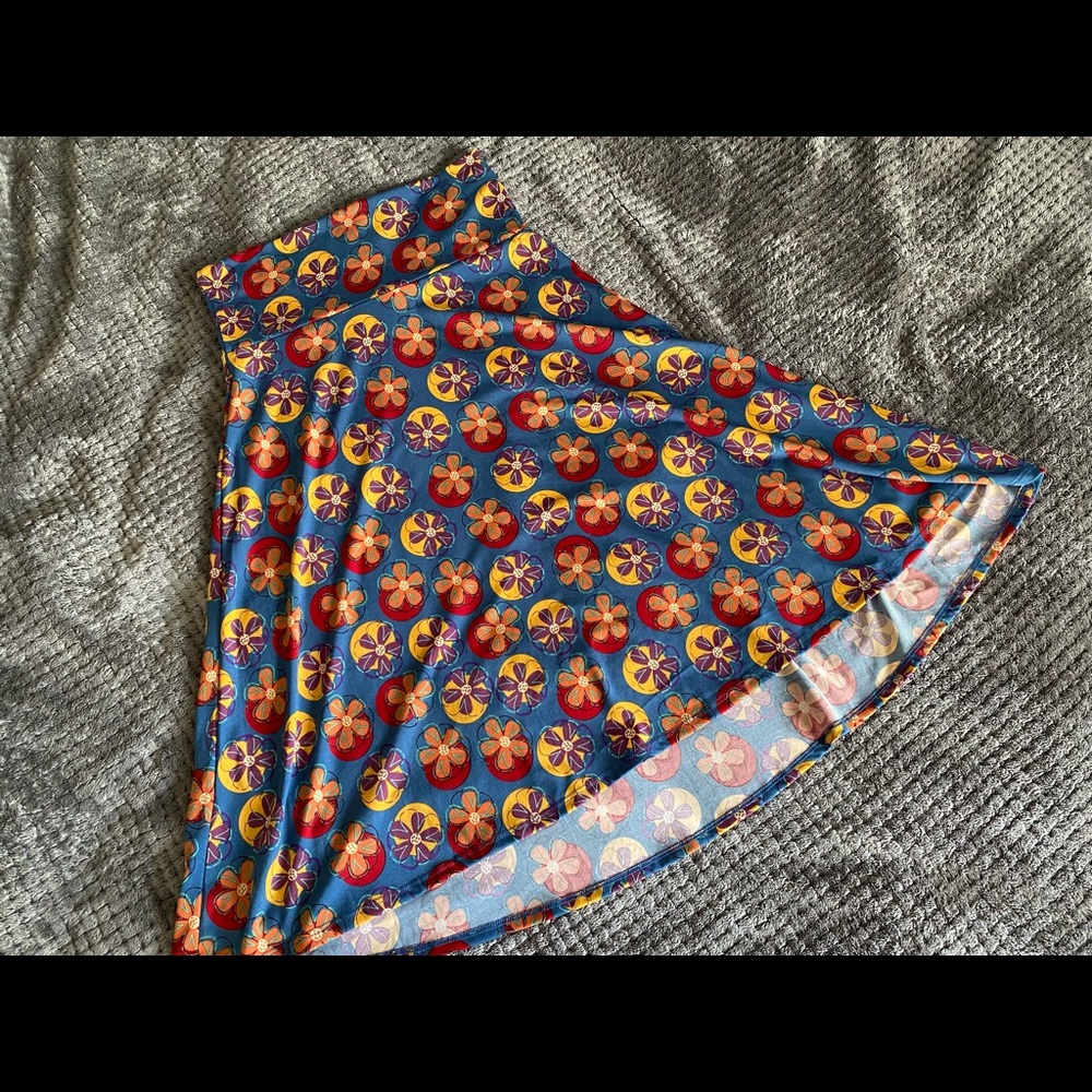 LLR Azure skirt, blue with orange floral